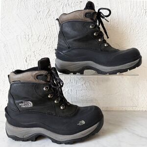 North Face Winter Boots Women's 7.5 Black Leather Insulated Waterproof Lace-Up